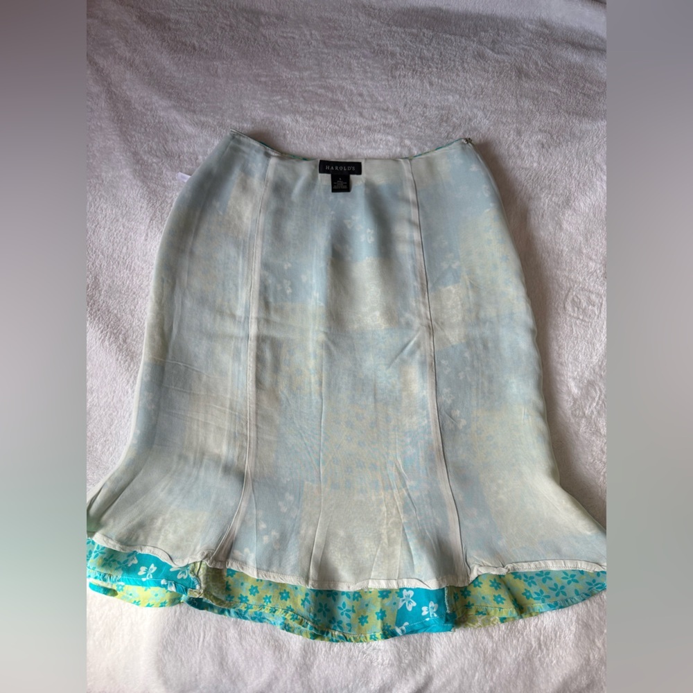 Vintage Harold’s Patchwork Floral Skirt Size 4 Blue Green Y2K - Picture 8 of 8